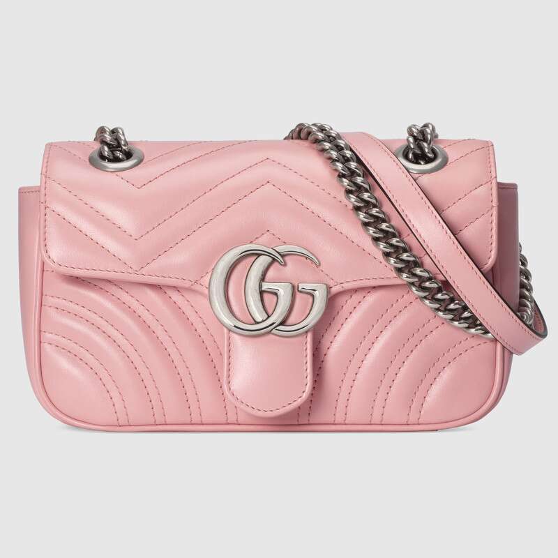 Gucci GG Marmont Matelasse Mini Shoulder Bag 446744 Pink